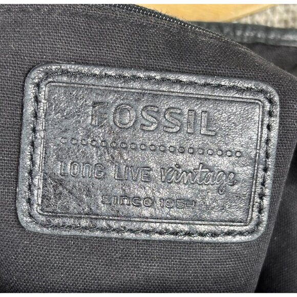 Vintage Fossil Hathaway Distressed Black Leather Studded Hobo Shoulder Bag Purse - Picture 5 of 5